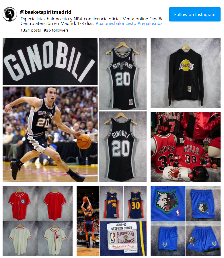 Basketspirit Instagram. Venta online Baloncesto y NBA España